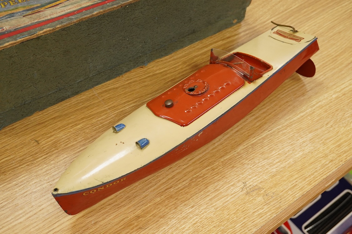 A boxed Hornby tinplate clockwork Speed Boat No.3, Condor